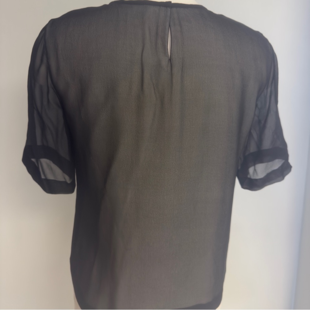 TIBI Black Sheer Blouse NWOT - Picture 5 of 11